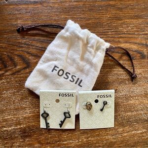 NWT - Two Pairs of Fossil Luv Story Earrings